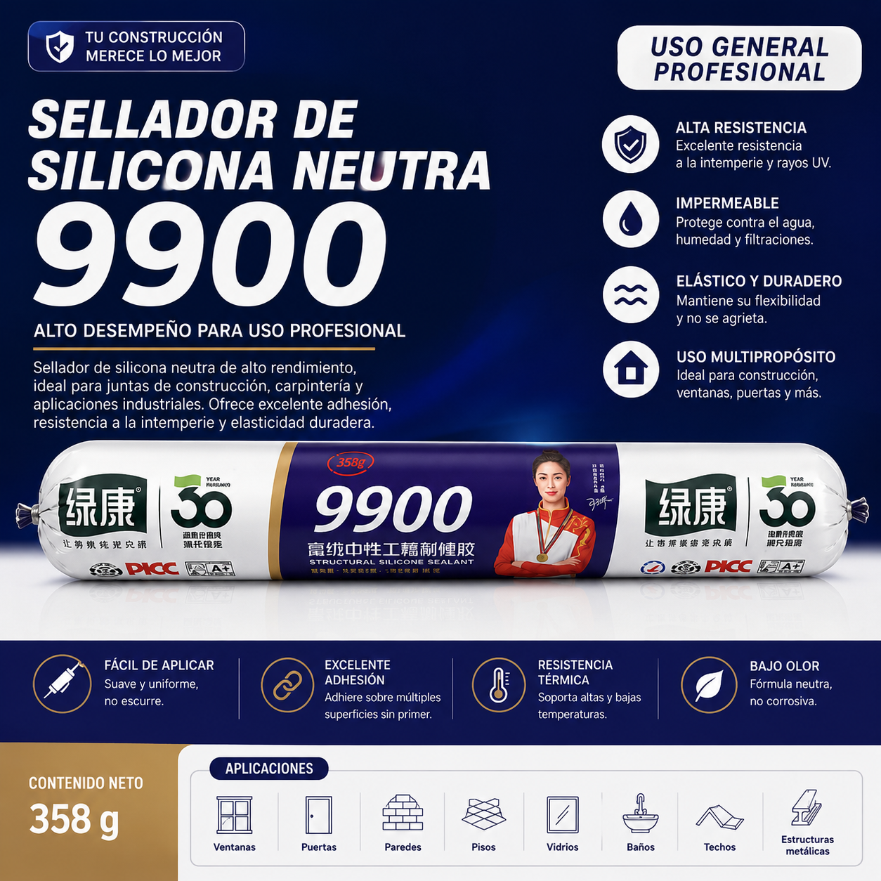 🛠️ Sellador Estructural de Silicona 750ml